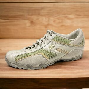 SKECHERS 21528 Leather Athletic Fitness Running Shoes Light Green Women's 10